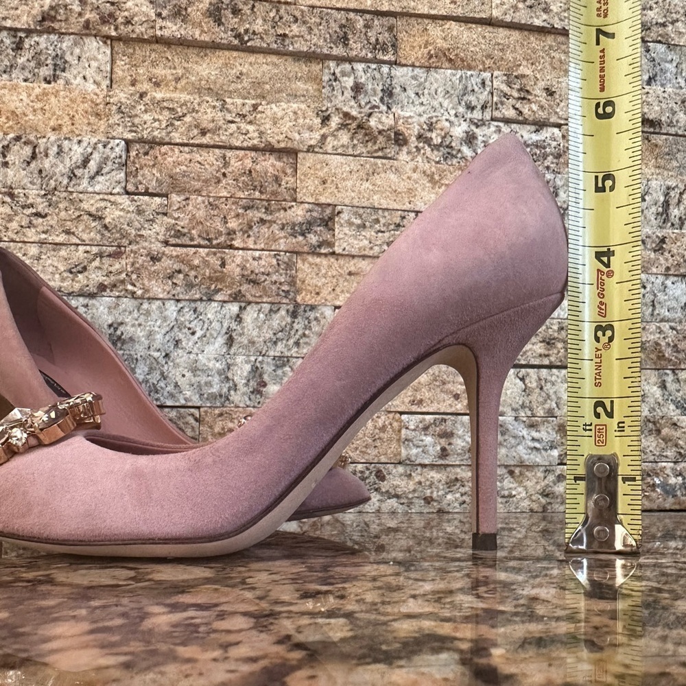 DOLCE & GABBANA Shoes Pink Leather Crystal Heels Pumps Heels - Picture 14 of 14